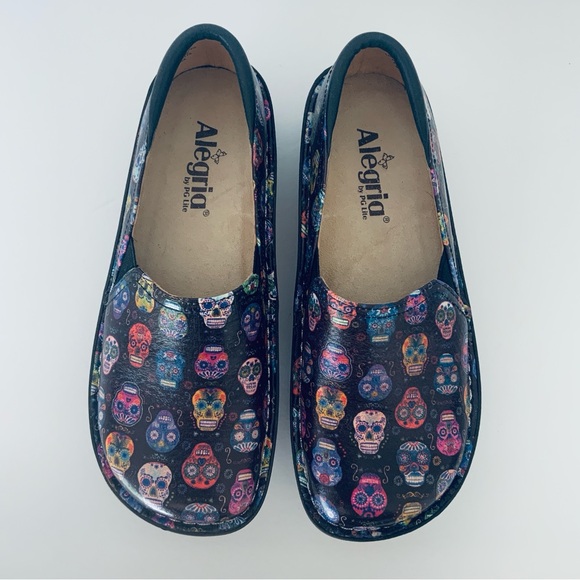 Alegria Leather Sugar Skulls Nursing Flat-form Loafer Women’s Size EU37/US 7-7.5 - Picture 1 of 16